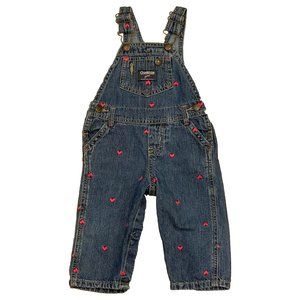 Oshkosh B'Gosh Vestbak Pink Heart Pattern Baby Girl Overalls 9 Months